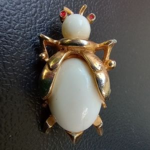 Vintage white lucite bee brooch